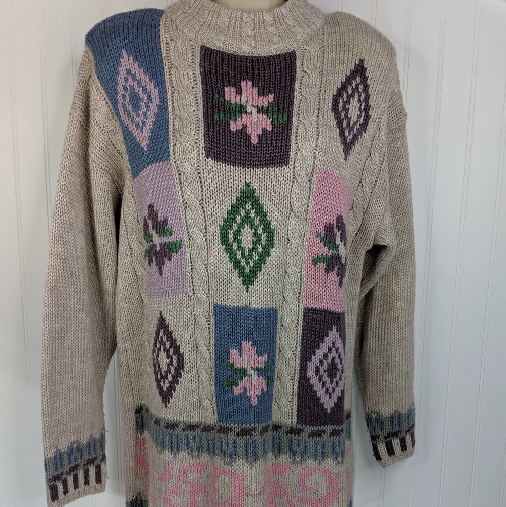 Vintage Cottage Core Granny Chic Patchwork Sweater - image 4